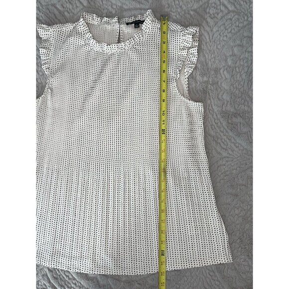 Adrianna Papell White Blouse with Black Polk-a-Dots Flowy Womens Sz L - Picture 7 of 7